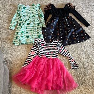 Set of Three Girls' Dresses with Fun Patterns